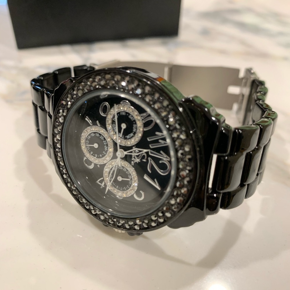 SK Time Black Metal Watch